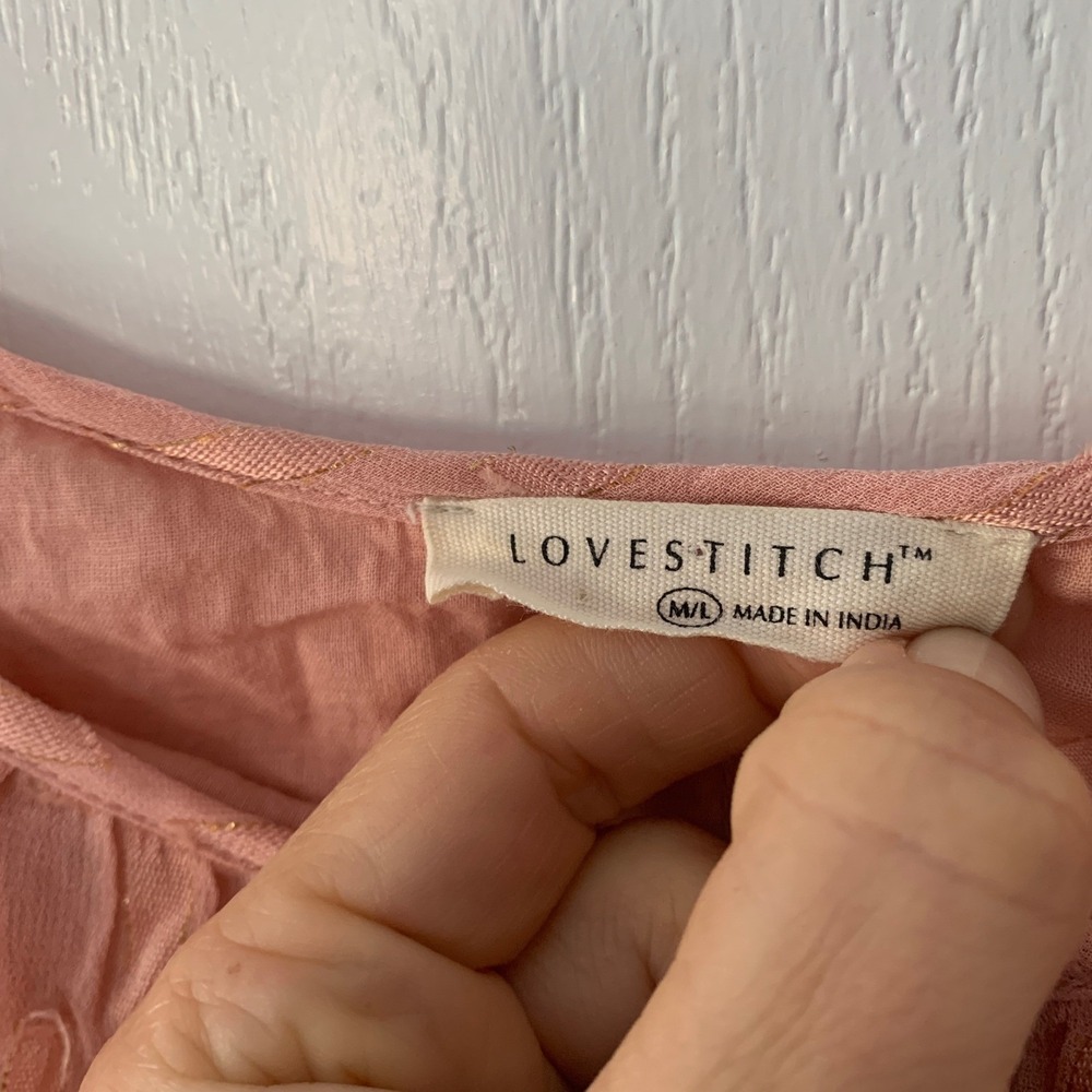 Lovestitch rose pink shimmer dress maxi strappy tie waist size M/L summer boho - Picture 6 of 10